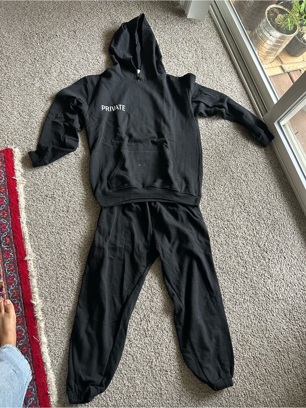 Kids Black 'PRIVATE' Hoodie Sweatpants Set